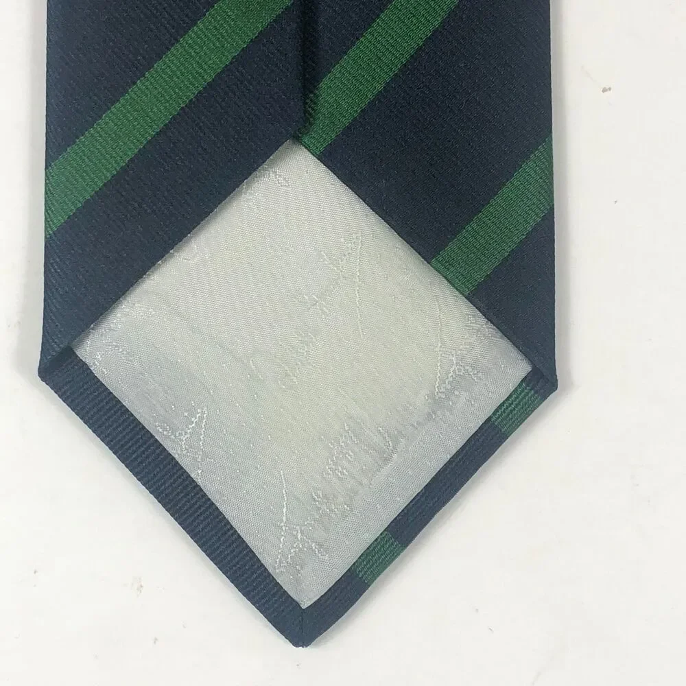 Vintage Angelo Stanganini Firenze Rep Silk Tie Navy Blue Green Stripe Italy